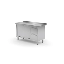 Wall table cupboard with two drawers and sliding doors - drawers on the right side | 1600x600x850 mm