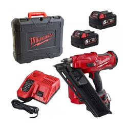 Cordless nailer Milwaukee M18 FFN-502C kit, 18 V, 2 x 5 Ah, charger + case