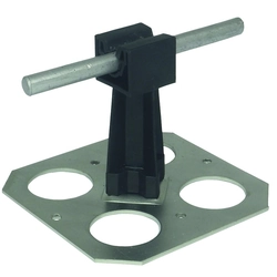 Adhesive holder with a metal base with holes and a post; brown / TW / OG / AH Hardt
