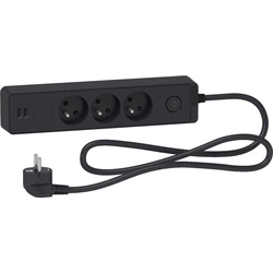 Schneider Electric Odace surge protection power strip 3 sockets 1.5 m black (ST933U1B)