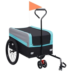 2-in-1 trailer, bicycle and manual, XXL blue-gray-black