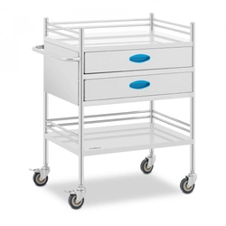 laboratory trolley,2 shelfs60 x41 cm +2 drawers, stainless steel
