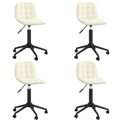 Swivel table chairs, 4 pcs, cream, velvet upholstered