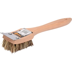 Grill cleaning brush with scraper