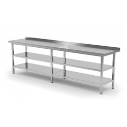 Wall table with two shelves 2400 x 700 x 850 mm POLGAST 103247/2-6 103247/2-6