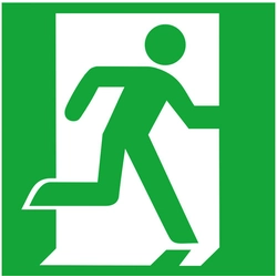 Escape route sign aluminium B150xH150 mm Emergency exit on the right, photoluminescent