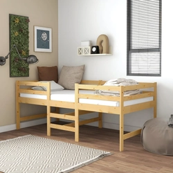 Medium bed with mattress, 90 x 200 cm, pine wood