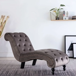 Chaise longue, gray, upholstered with velvet