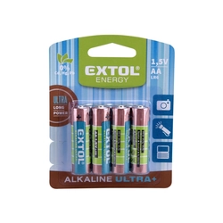 Alkaline batteries, 4 pcs, 1.5V AA (LR6), pencil Extol 42011
