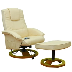 Lumarko Massage chair with a footrest, cream, artificial leather