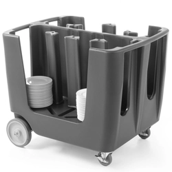 A catering trolley with a cover for transporting plates up to 300mm