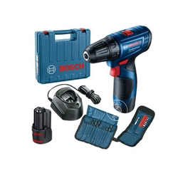 Bosch GSR 120-LI cordless drill driver with chuck 12 V | 14 Nm/30 Nm | Carbon brush | 2 x 2 Ah battery + charger | In a suitcase