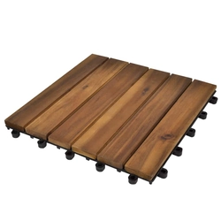 10 dřevěných dlaždic z akácie, svislý vzor 30 x 30 cm