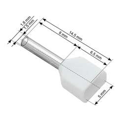 Insulated connector sleeve 2x0,5/8 white 100 pcs