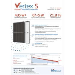 Photovoltaic panel PV module Trina Vertex S TSM-425-DE09R.08 black frame 425W 425 IN