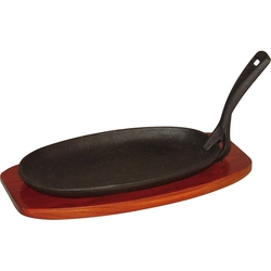 Cast iron platter with wooden base, 240x140x20 mm Stalgast | 049004