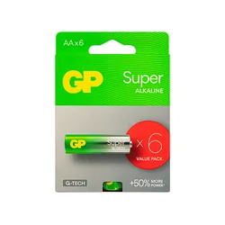 AA alkaliskt batteri 1.5 LR6 GP SUPER 6 Stycken