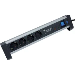 AS Schwabe Alux power strip 4 sockets 1.5 m black and silver