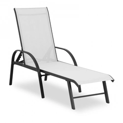 A light gray garden deck chair with an adjustable backrest