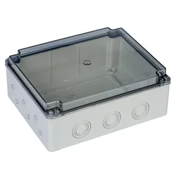 Box junction box distribution 240x190x90mm applied transparent form of cable glands protection degree IP67