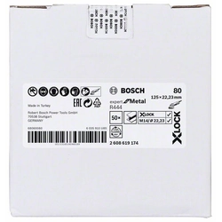 Абразивни дискове от нетъкан текстил BOSCH със система X-LOCK, Ø125 mm, g 80, R444, експерт по метал,1 бр.Д-125 mm-G-80