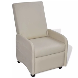 Armchair, foldable, cream, leatherette