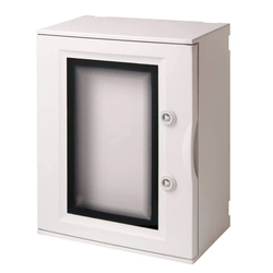 Halogen-free, self-extinguishing polyester housing IK10 IP65 door with window without board 1000V AC 1500V DC PV UV 435x505x215 Elettrocanali