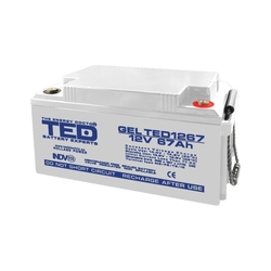 Accumulateur AGM VRLA 12V 67A GEL Deep Cycle 350mm x 166mm x h 176mm M6 TED Battery Expert Holland TED003461 (1)