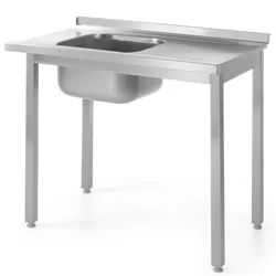 Acél rakodóasztal mosogatógép mosogatóval 100x60cm RIGHT - Hendi 811924