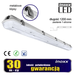 Industrial hermetic luminaire ip65 led 1x120cm t8 g13 unilaterally powered