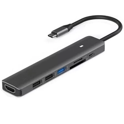 Adaptador USB tipo C - HDMI,3x USB tipo A, SD, TF, USB tipo C PD100W
