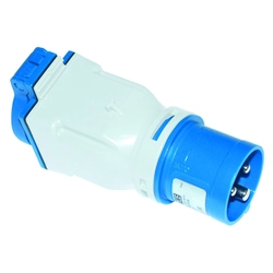 Adapter with CEE plug input 16A/3P/230V output socket 16A 230V with a pin IP44