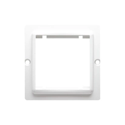 Adattatore (adattatore) per accessori standard 45 ×45 mm.Fissaggio alla scatola con clip e viti, bianco