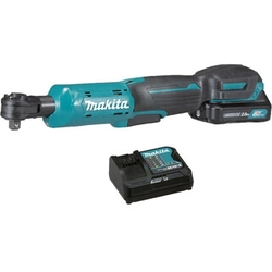 Makita WR100DSA cordless ratchet wrench 10,8 V/12 V|3/8 inches |47,5 Nm | Carbon brush |1 x 2 Ah battery + charger | In a cardboard box