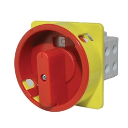 Desktop cam switch with the possibility of closing on 3 padlocks (5-8mm), red knob,0-I (enable - disable),16A, 3 field,IP40 T0-Ł