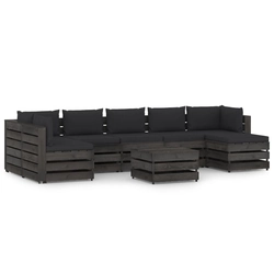 8 pcs. wooden garden seating set with pillows