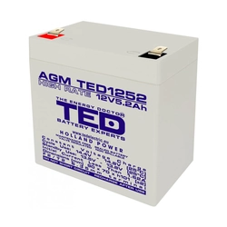 AGM VRLA akku 12V 5,2A Korkea korko 90mm x 70mm xh 98mm F2 TED Battery Expert Holland TED003287 (10)