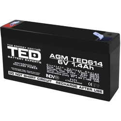 AGM VRLA akku 6V 1,4A koko 97mm x 25mm xh 54mm F1 TED Battery Expert Holland TED002839 (40)