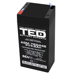 AGM VRLA akkumulátor 4V 4,6A méret 47mm x 47mm xh 100mm F1 TED Battery Expert Holland TED002853 (30)