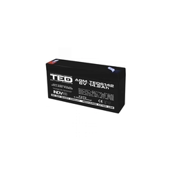 AGM VRLA akkumulátor 6V 14,2A méretek 151mm x 50mm x h 95mm F2 TED Battery Expert Holland TED003034 (10)