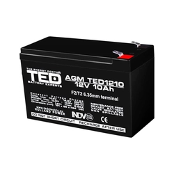 AGM VRLA aku 12V 10A suurus 151mm x 65mm xh 95mm F2 TED Battery Expert Holland TED002730 (5)