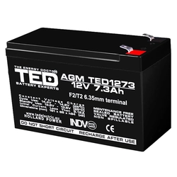 AGM VRLA aku 12V 7,3A suurus 151mm x 65mm xh 95mm F2 TED Battery Expert Holland TED003249 (5)