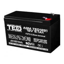 AGM VRLA батерия12V 9,1A размер151mm х65mm xh 95mm F2 TED Battery Expert ХоландияTED003263 (5)