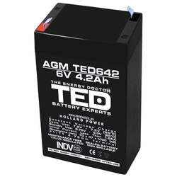 AGM VRLA батерия6V 4,2A размер70mm х48mm xh 101mm F1 TED Battery Expert ХоландияTED002914 (20)