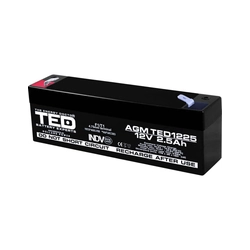 AGM VRLA batteri 12V 2,5A størrelse 178mm x 34mm xh 60mm F1 TED batteriekspert Holland TED003096 (20)
