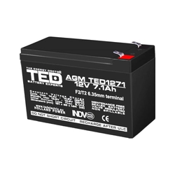 AGM VRLA batteri 12V 7,1A størrelse 151mm x 65mm xh 95mm F2 TED batteriekspert Holland TED003225 (5)