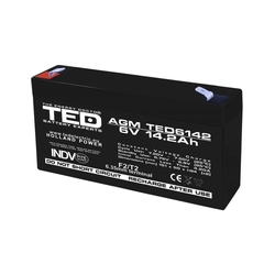 AGM VRLA batteri 6V 14,2A størrelse 151mm x 50mm xh 95mm F2 TED batteriekspert Holland TED003034 (10)