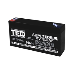 AGM VRLA battery 6V 3,6A size 133mm x 34mm xh 59mm F1 TED Battery Expert Holland TED002891 (20)