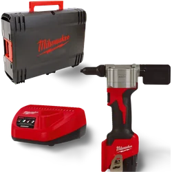 Akku-Nietgerät Milwaukee M12 BPRT-201X Set, 12 V, 1 x 2 Ah, Ladegerät + Koffer