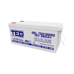 Akkumulátor AGM VRLA 12V 260A GEL mélyciklus 520mm x 268mm x h 220mm M8 TED Battery Expert Holland TED003539 (1)